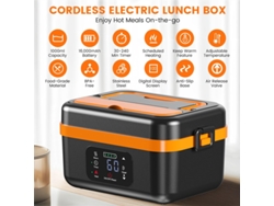 Fiambrera eléctrica inalámbrica A76g, recargable, autocalentable, 16 000 mAh, para el trabajo, viajes, coche u oficina, color negro y naranja. Viewleaf