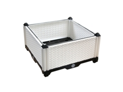 Jardinera rectangular de plástico para jardín elevado, blanca, 39 x 39 x 22 x 15 cm