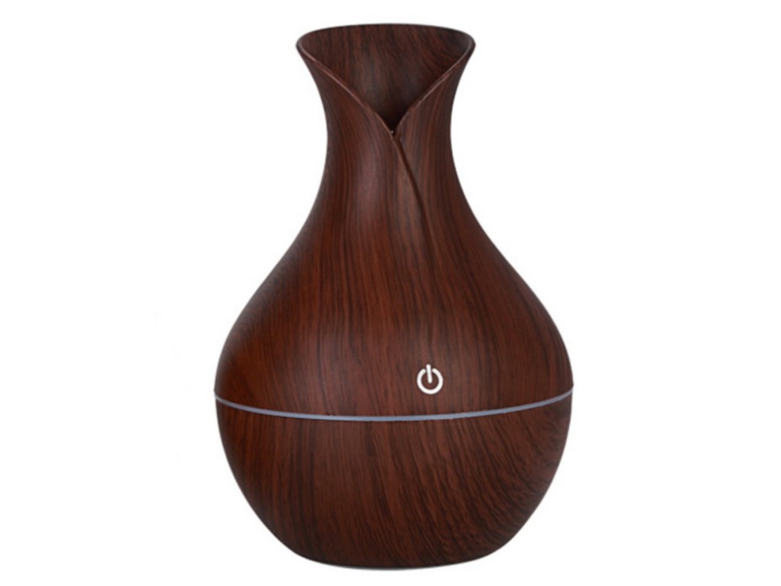 Humidificador Digitallab con textura de madera, humidificación ultrasónica, 130 ml (textura de madera oscura)