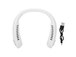 Ventilador De Cuello Portátil Sin Aspas, 3 Velocidades, Recargable, Manos Libres, Blanco, Para Hombres Y Mujeres.