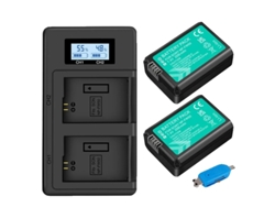 Batería Sony NP-FW50, larga duración, compatible con varias cámaras Sony Alpha, 2 baterías y cargador OEM