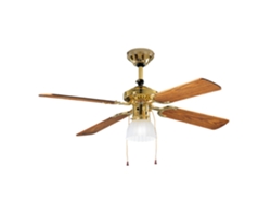 Ventilador de techo Perenz 7064 OL de latón con luz, Ø 105 cm, 4 aspas, 3 velocidades, motor CA de 50 W, silencioso, conexión para bombilla E27.