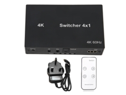 Interfaz De Conmutador Multimedia Hd 4kx2k Con Control Remoto Ir Y Enchufe Británico.
