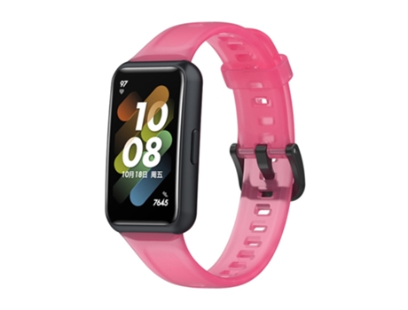 Correa de Silicona ajustable translúcido para Huawei Band 7 - rosa transparente
