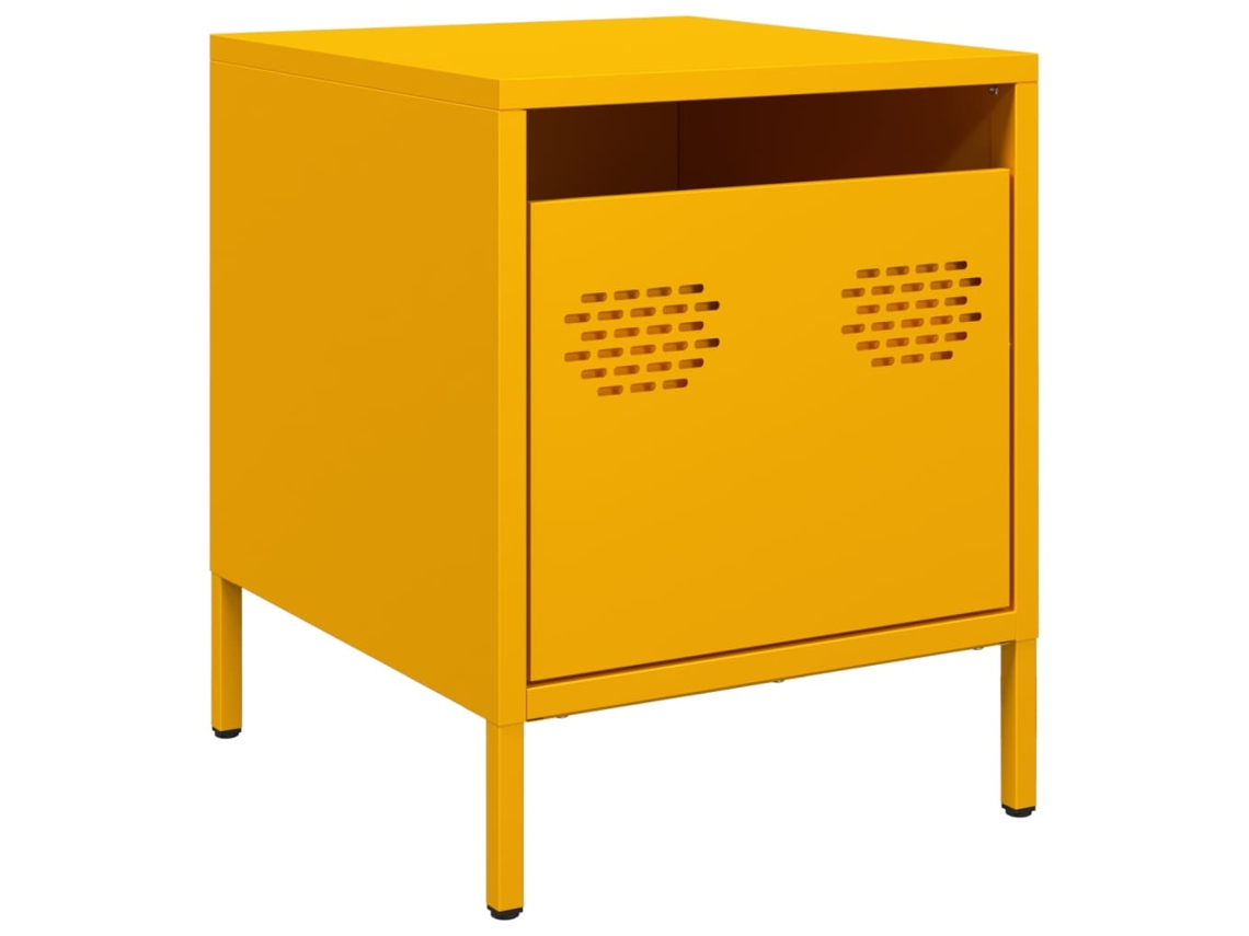 Mesita De Noche VIDAXL Amarillo Metal (35x39x43,5 cm)