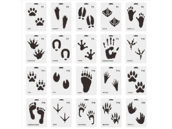 20 Plantillas De Huellas De Animales De Plástico Reutilizables Para Pintar.
