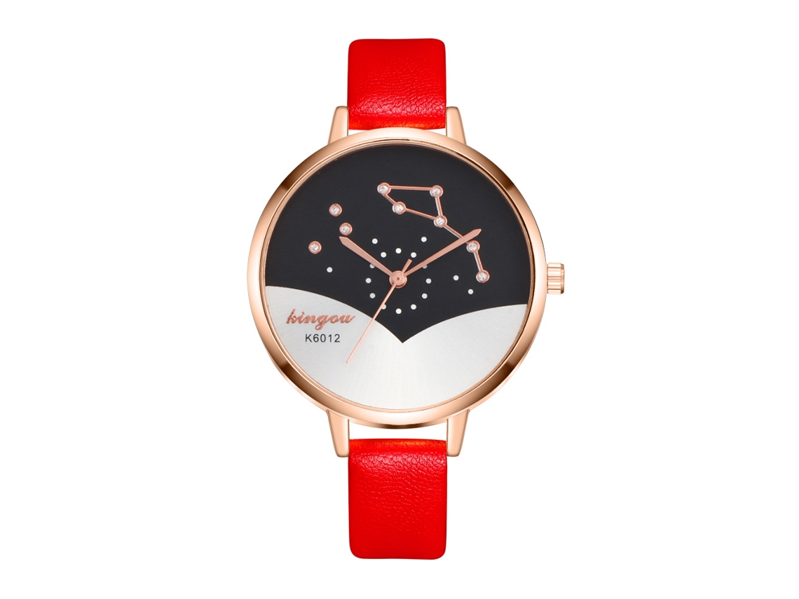 Reloj De Pulsera Analógico De Cuarzo Para Mujer Con Correa Sencilla E Informal De Pu Para Estudiantes (rojo)