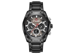 Reloj De Pulsera Naviforce Para Hombre, Acero Inoxidable, Resistente Al Agua Hasta 30 M, Cuarzo, Negro.