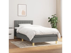 Cama box spring con colchón tela gris oscuro 90x200 cm