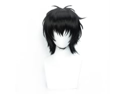 Peruca Genérica Para Homem E Mulher Com Cabelo Preto Curto E Ondulado, Ideal Para Representar Personagens De Anime.