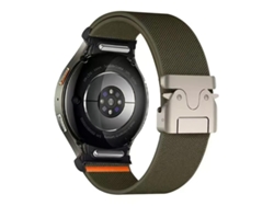Bracelete Para Samsung Galaxy Watch 7/6/5/4 - Nylon Elástico - Botão Pressão E Fivela Paraquedas - Verde Exército