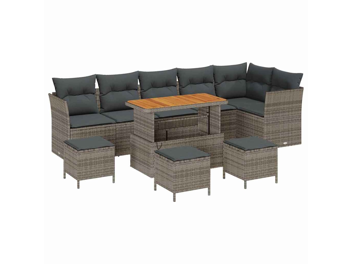 Maison Exclusive - Conjunto de sofás de jardín con cojines, 10 piezas, gris