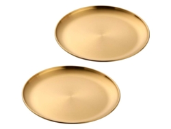 2026-41375-plato De Metal Redondo De 10 Pulgadas Acero Inoxidable Color Dorado Resistente Lavavajillas Sin Bpa Para Asar Bistec