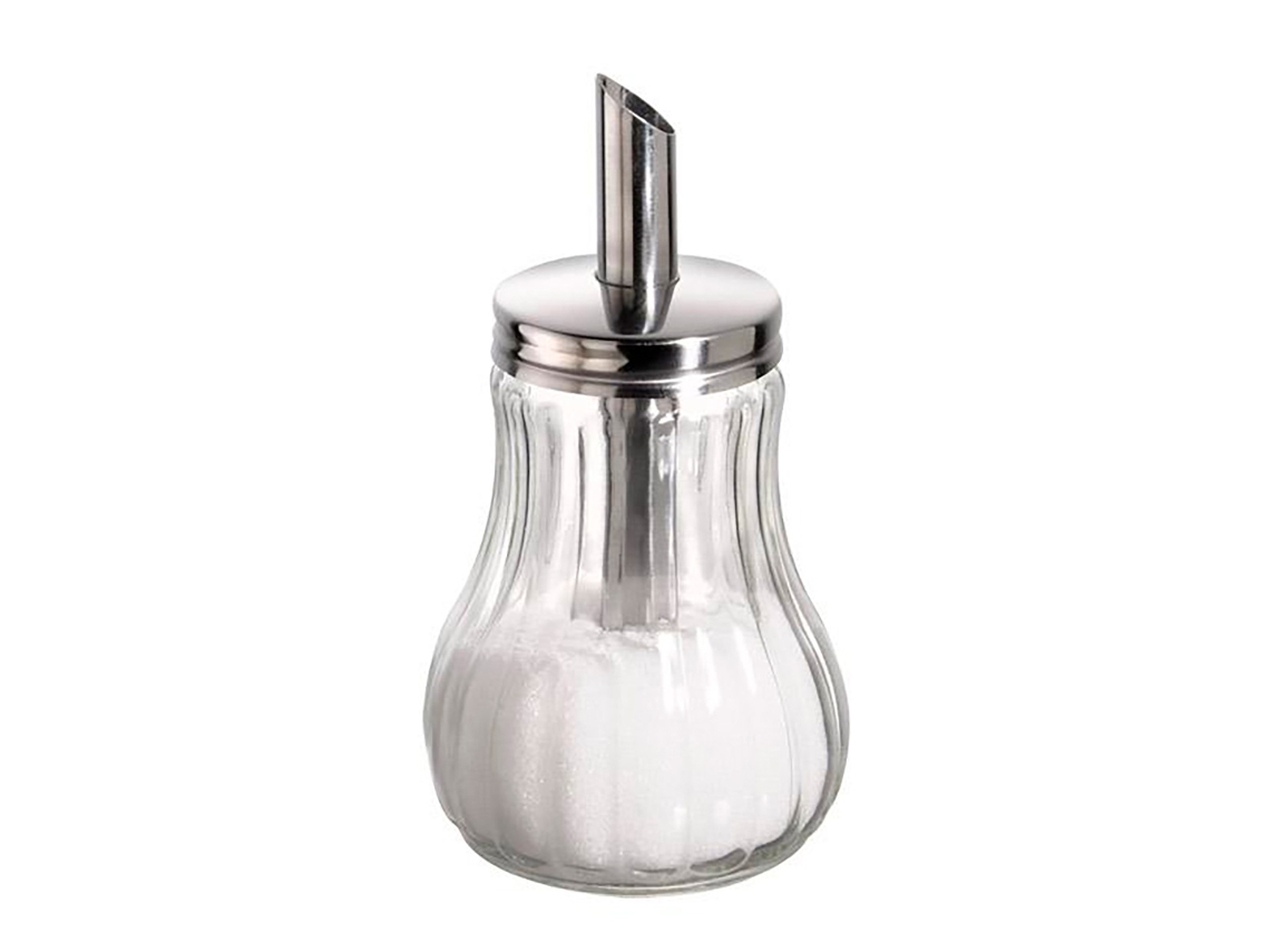 Azucarero de cristal con detalles en acero inoxidable 0,25 L Aps