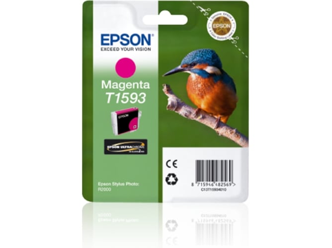 Cartucho de tinta original EPSON, T1593, Martín pescador, 17 ml , Magenta, C13T15934010