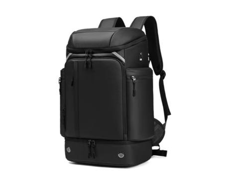 Mochila De Viaje Mochila Impermeable Para Computadora Portátil De Negocios Con Zapato Separado Mochila Para Exteriores-Negro