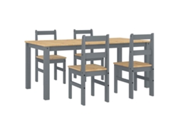 Maison Exclusive - Juego De Comedor Panama 5 Pzas Madera Maciza De Pino Gris