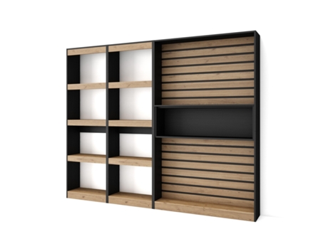 Librería estantería 230x186x25cm Salón Comedor Oficina Con Almacenaje Roble y negro