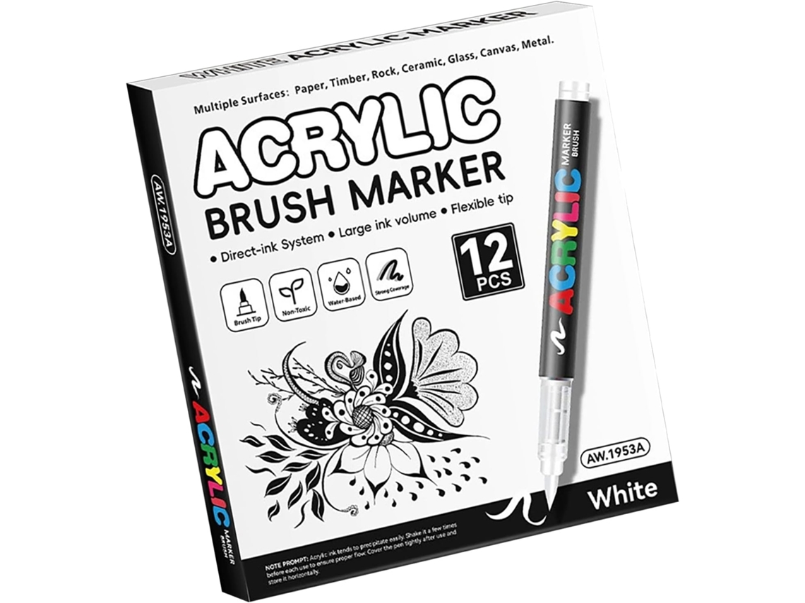 Juego De 12 Rotuladores De Pintura Acrílica Líquida Con Pincel Suave Para Dibujar.