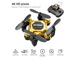 Mini dron plegable, avión portátil de altitud fija con cámara 4K (1 baterías - Duración de la batería: 10 min - dorado)