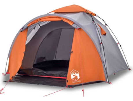 Tienda de campaña iglú 3 personas VIDAXL apertura rápida gris/naranja