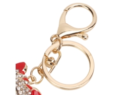 Llavero De Gato Adorable En Aleación De Zinc Con Cristales Rojos Brillantes - Regalo Decorativo