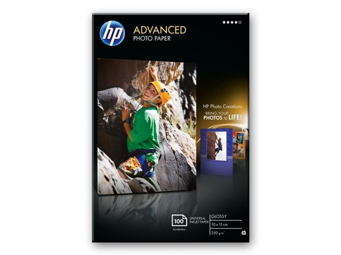 Papel fotográfico con brillo HP Advanced 250 gramos/m² - 100 hojas/10 x 15 cm sin bordes (Q8692A)