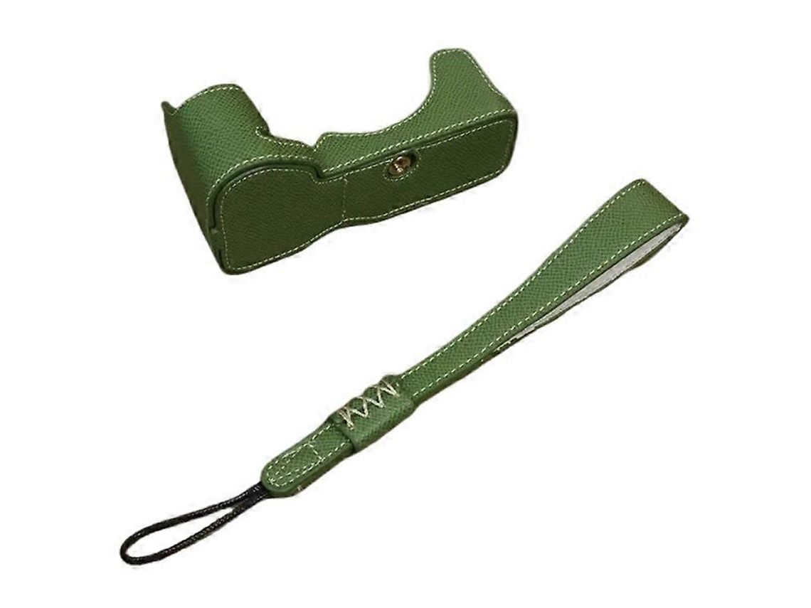 Estuche inferior de piel sintética, funda protectora anticaídas con correa para la muñeca, compatible con la cámara Sony A7c II