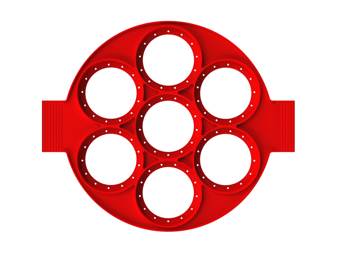 Máquina Para Hacer Panqueques De Silicona Multifunción - 7 Formas Exclusivas, Antiadherente, Color Rojo Siurn