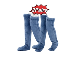 pares de calcetines hasta la rodilla, calcetines altos y cálidos para el invierno, calentadores de piernas suaves y cálidos (azul) Cuich