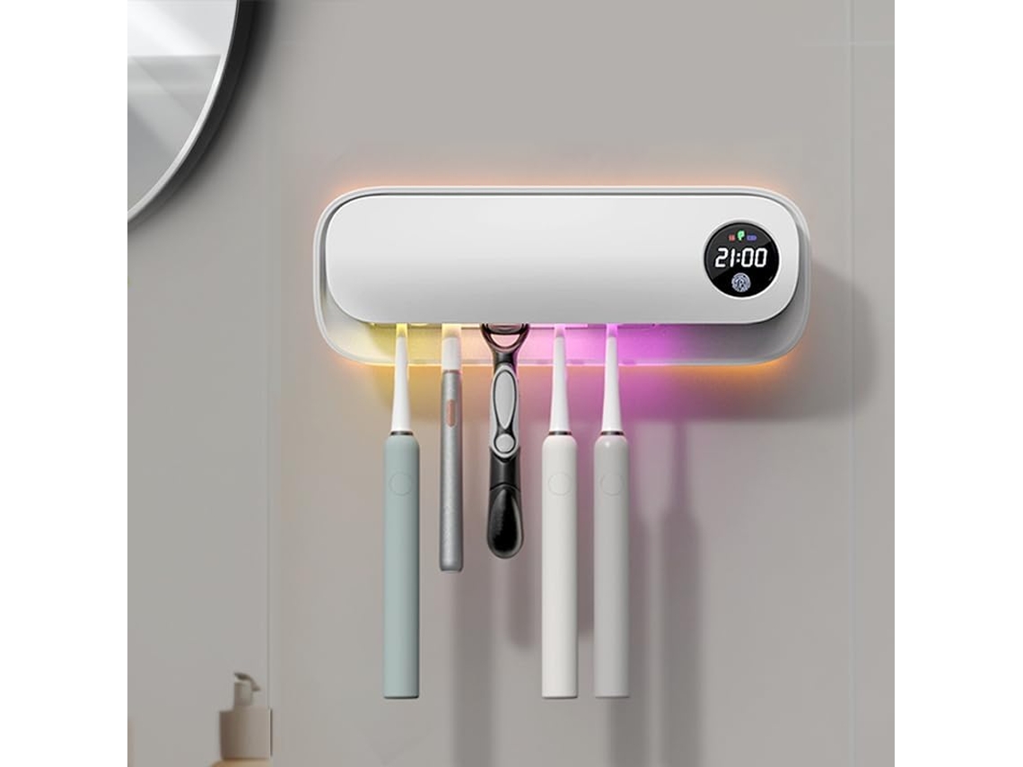 Portacepillos de dientes eléctrico de viaje, pantalla LED, recargable, montaje en pared con temporizador Aeuzwr