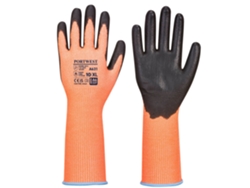 Guante Vis Tex con puño largo y cortes, protección y comodidad / Naranja Negro / M Portwest