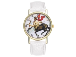 Reloj Centaurus Universal de estilo sencillo con correa de cuero y movimiento de cuarzo para estudiantes (blanco)