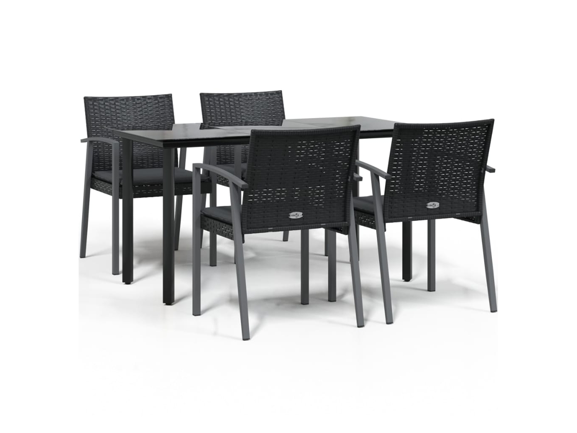 Maison Exclusive - Juego Comedor Jardín 5 Piezas Y Cojines Ratán Sintético Y Acero