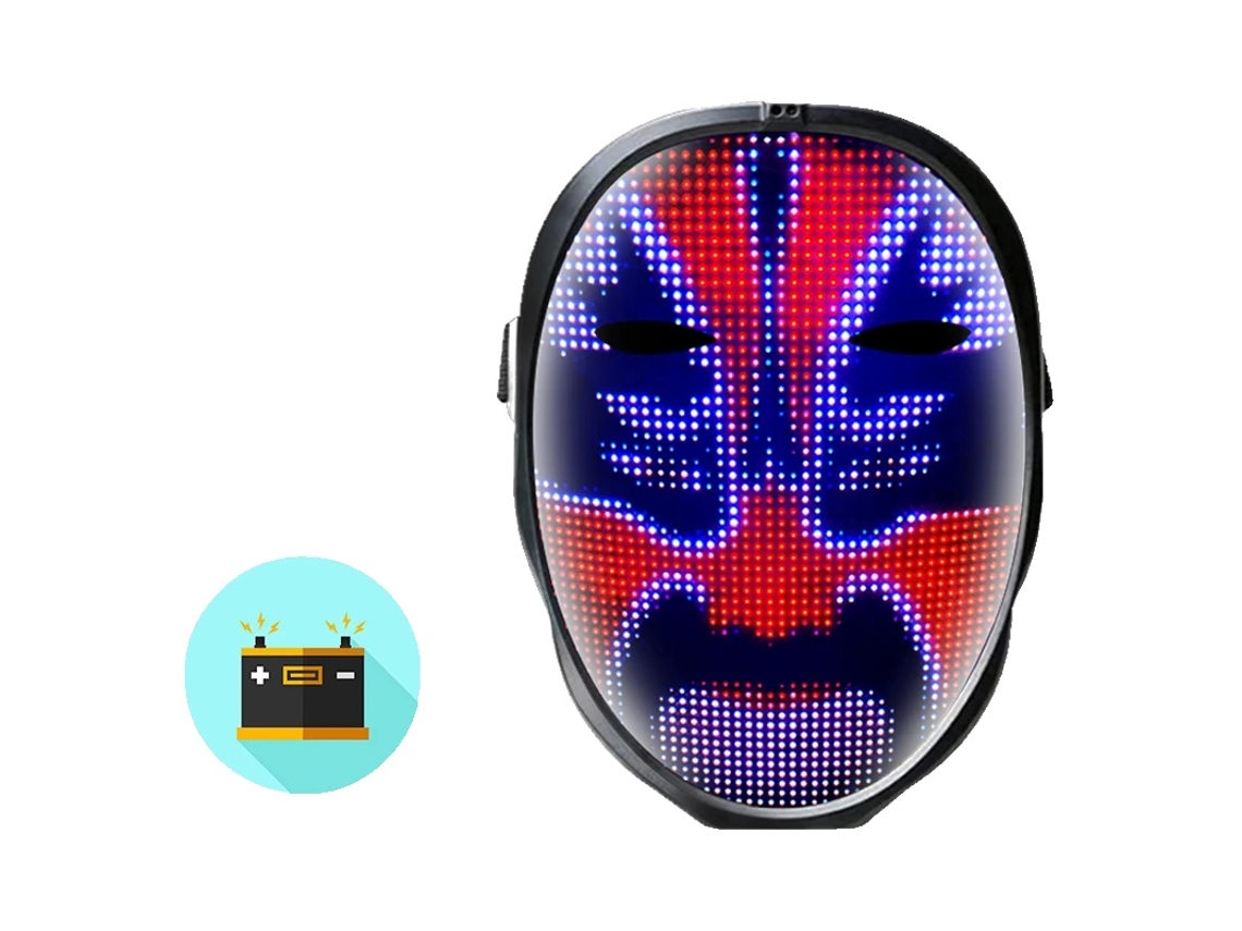 Máscara LED luminosa, personalizable, control por gestos, pantalla vibratoria, recargable para adultos