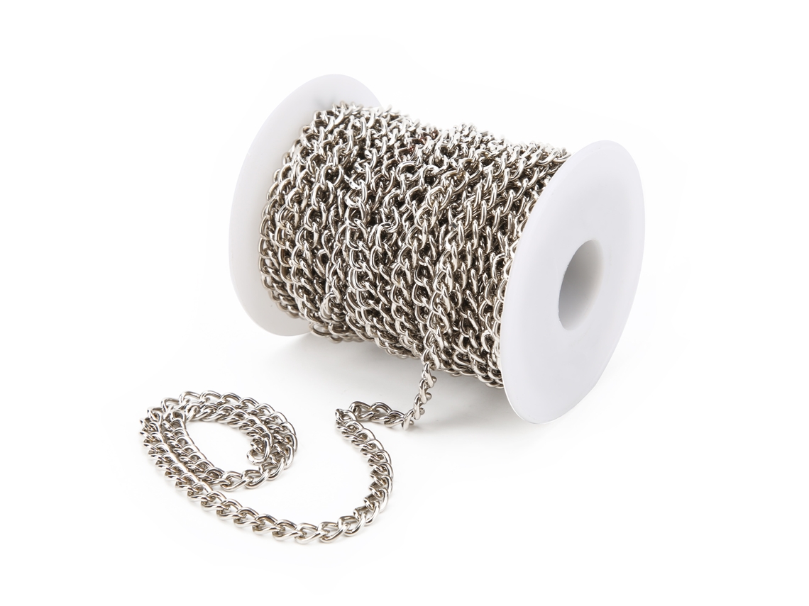 Cadeia de Bijuterias Prata Simples Elegante Aço Inox para Diy Pulseira Colar 10 Metros