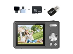 Cámara digital 48 MP 4K Zoom digital 16x, Tarjeta de memoria 32G, Lector de tarjetas USB Gris Siurn