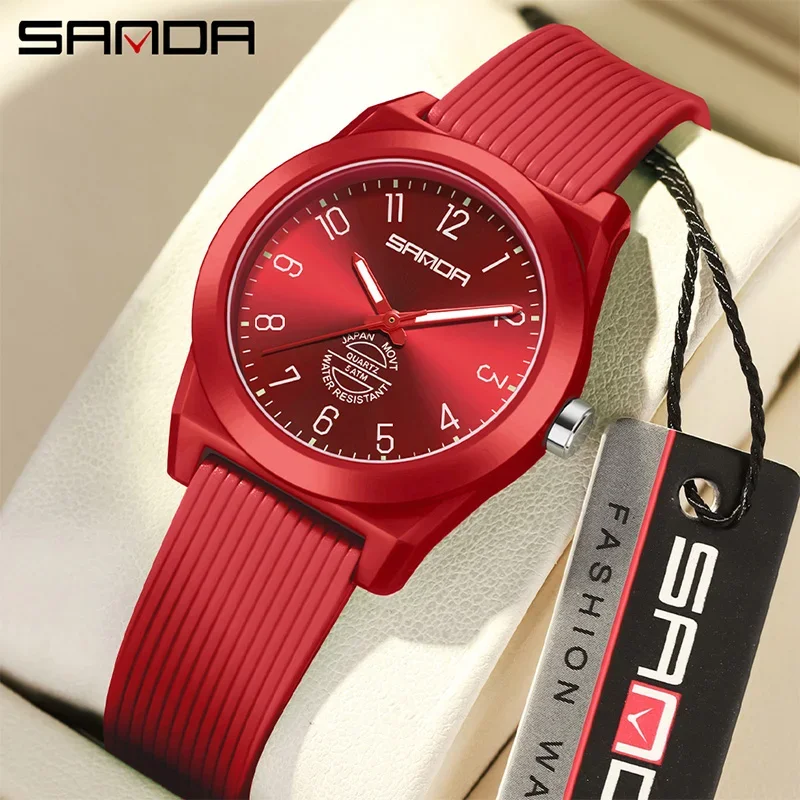 Reloj De Cuarzo Elegante Para Estudiantes (rojo), Resistente Al Agua Para Deportes.