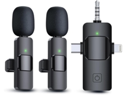 Micrófono De Solapa Inalámbrico 3 En 1, Compatible Con Iphone, Ipad, Dispositivos Android Y Cámaras.