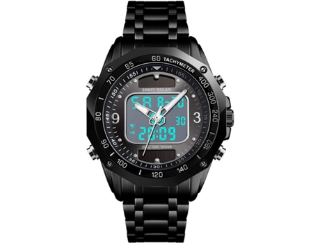 VEANXIN Reloj digital solar resistente al agua para hombre Reloj de pulsera LED-Negro plata