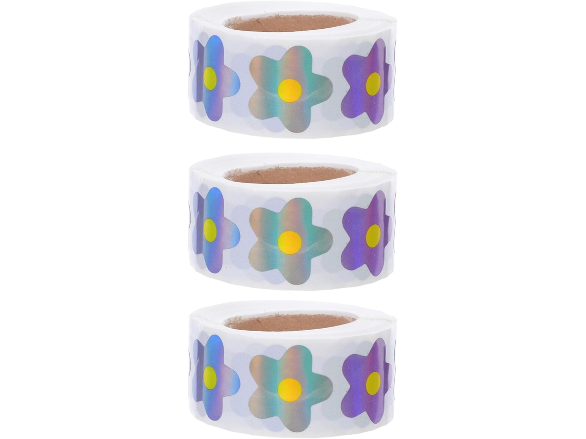 Pegatinas De Recompensa Para Estudiantes, 1500 Unidades, Flores Holográficas Láser, 2,5 Cm