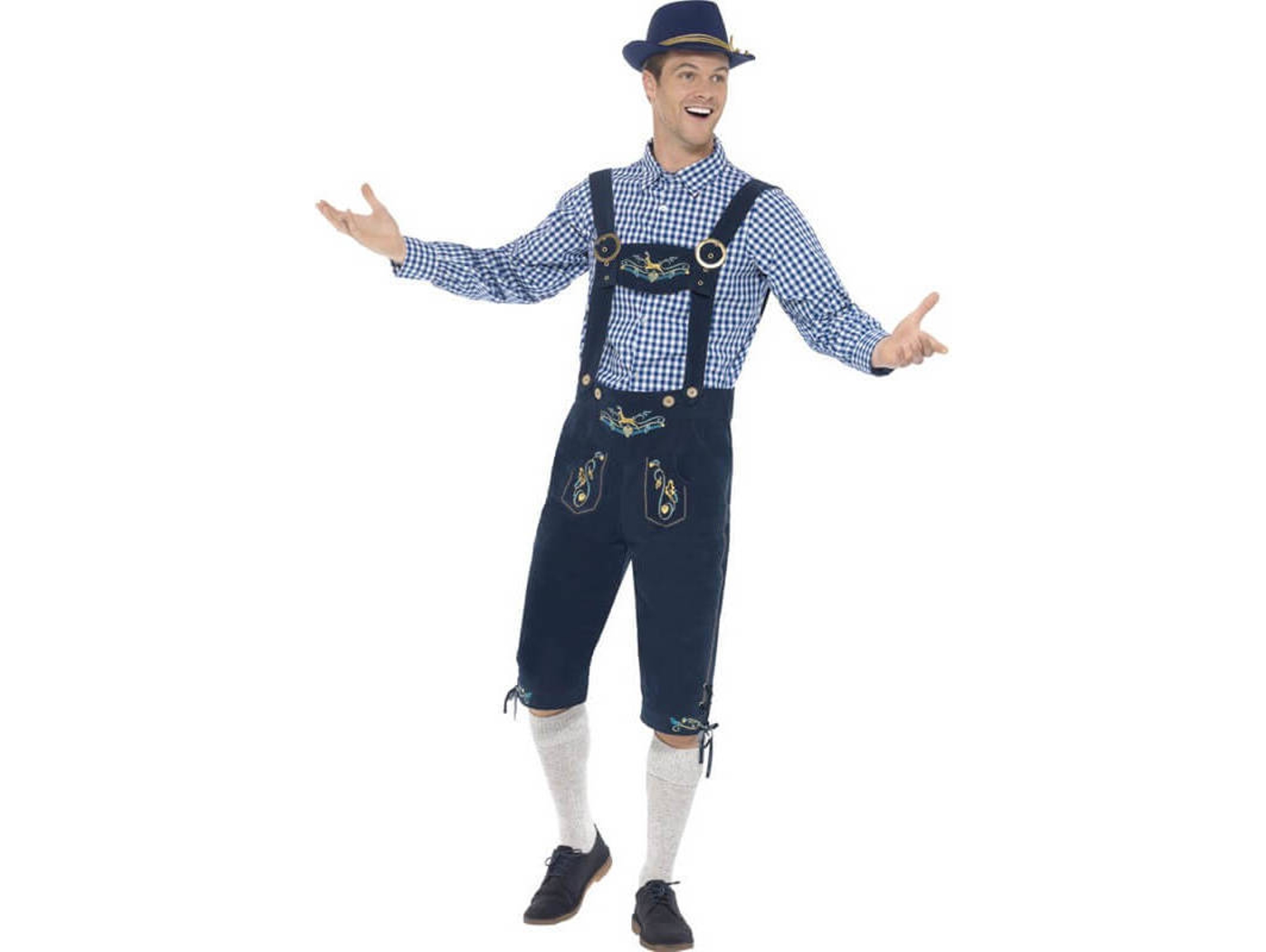 Disfraz de Hombre DISFRAZZES Bávaro Tradicional Azul Con Lederhosen (Talla: L)