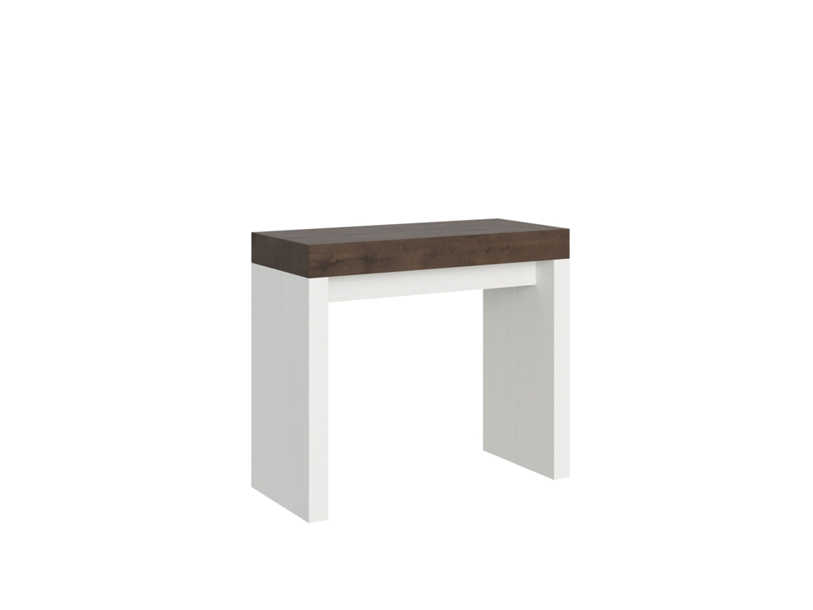 Consolas Roxell Mix Small Extensible hasta 196 cm ITAMOBY (90 x 40 x 77 cm - Paneles de Melamina - Fresno Blanco-Nogal)