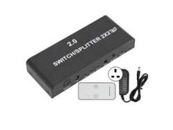 Interfaz Multimedia Hd 2x2 4k 60hz Con Divisor Y Conmutador, 2 Entradas Y 2 Salidas, Enchufe Británico Y Mando A Distancia.