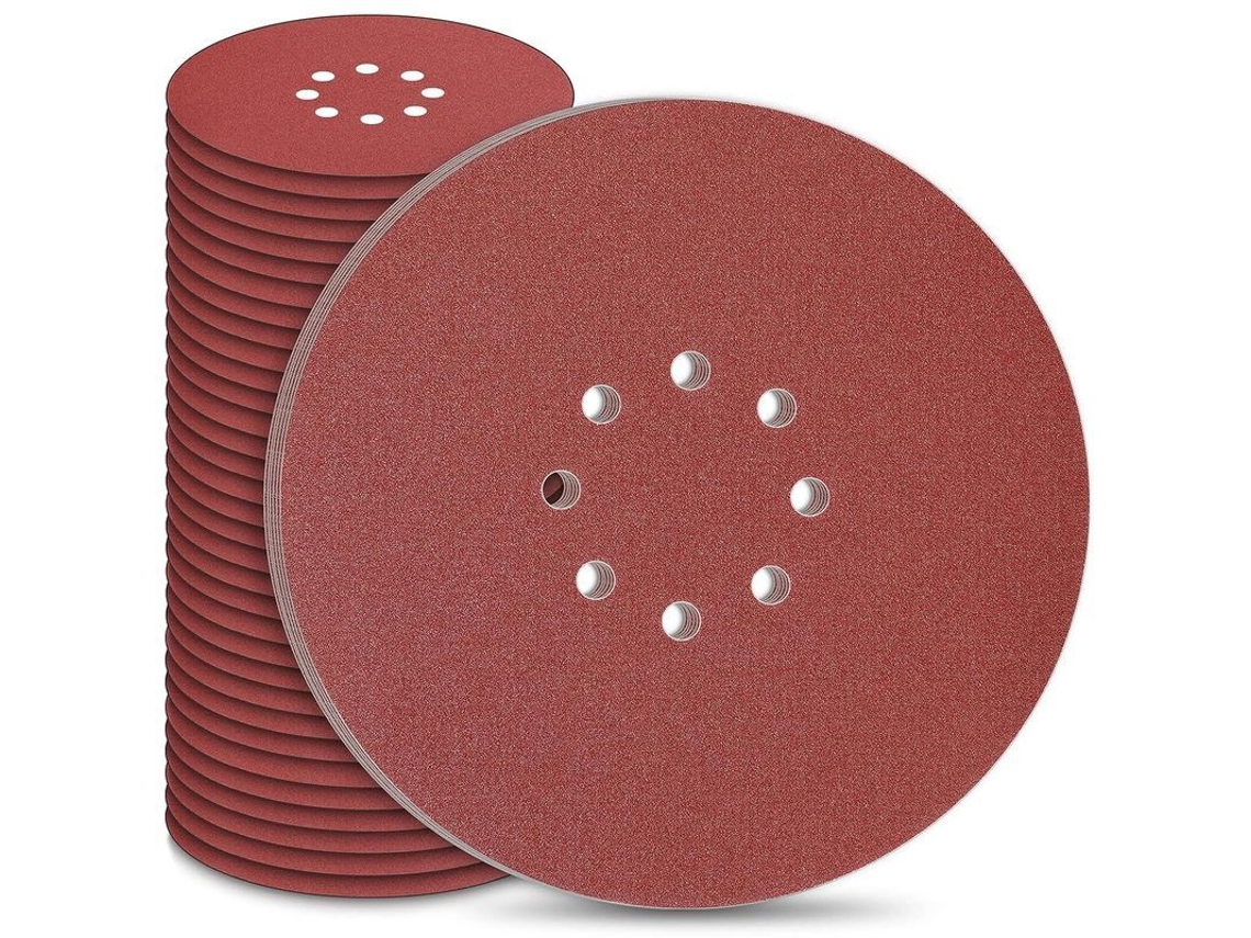 Disco De Lijado De 225 Mm Con 8 Orificios, 50 Unidades, Grano P40/60/80/120/240 Para Lijadoras De Pared Y De Cuello Largo.