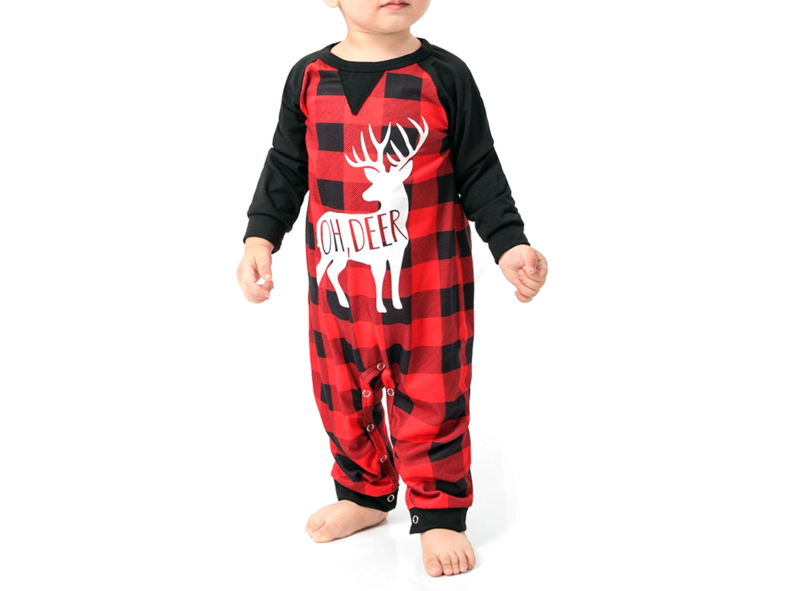 Kkpm - Pijamas coordinados para toda la familia, adultos, niños, bebés, Navidad, estampado de ciervos, manga larga, bebé de 9 a 12 meses