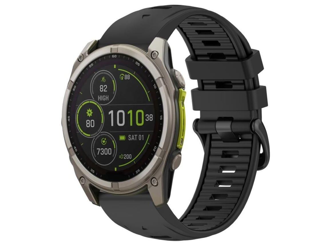 Bracelete Para Garmin (22mm) - Silicone - Fivela De Aço - Liberação Rápida - Duas Cores Preta