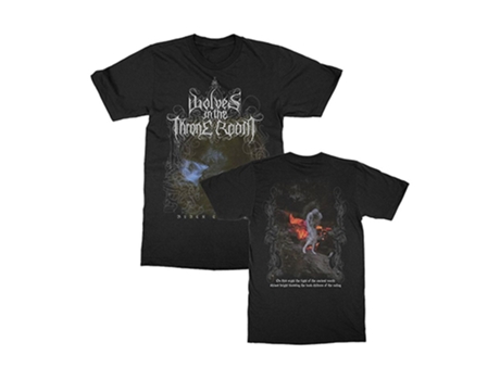 Camiseta ROCKINSTONE preta Cascade com lobos na sala do trono (XXXL)