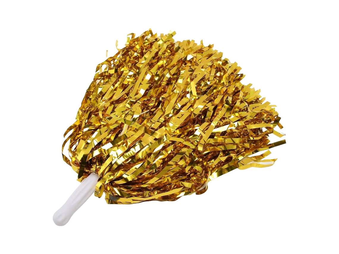 KOFIHETY Pompones de animadoras con mango de plástico, pompones no tóxicos de lámina metálica para eventos deportivos y celebraciones festivas, material de PE 