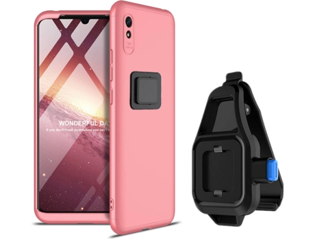 Funda Redmi 9A Slim Armor 360º con Soporte para la Cintura Rosa